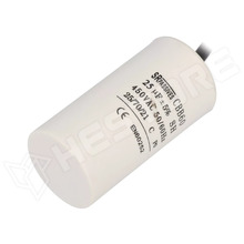 CBB60H-25-450 / Motor kondenzátor, motorokhoz, üzemi, 25µF, 450V, Ø42x82mm, vezetékek (CBB60H-25/450 / SR PASSIVES)