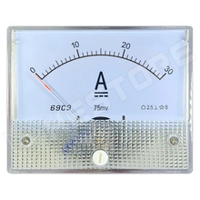 69C9-DC30A-S / Panelműszer, analóg árammérő, Deprez, 80x64x61mm, indirekt mérő, 0...30A DC, külső 75mA/30A sönt szükséges