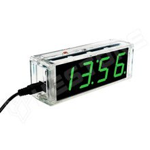 LEDCLOCK-4-GN / LED-es óra KIT, RTC, fényérzékelő, hőmérő, ébresztő funkció, zöld LED