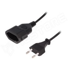 CP123 / Hálózati hosszabbító, földeletlen, 2x0.75m2 , fekete, 2m (CP123 / LOGILINK)