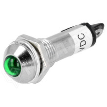 IND8-24G-A / Ellenőrző lámpa, LED, domború, 24V DC, Ø8.2mm, IP40, fém, zöld (IND8-24G-A)