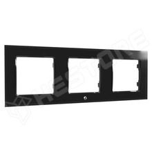 SHELLY-WF3-B / Shelly Wall Switch sorolókeret, 3-as fekete üveg előlapos (FG3800235266274 / SHELLY)