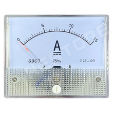 69C9-DC15A-S / Panelműszer, analóg árammérő, Deprez, 80x64x61mm, indirekt mérő, 0...15A DC, külső 75mA/15A sönt szükséges