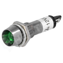 IND8-12G-B / Ellenőrző lámpa, LED, homorú, 12V DC, Ø8.2mm, IP40, fém, zöld (IND8-12G-B)
