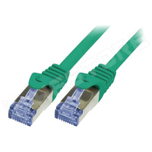 CQ3025S / Patch kábel, S/FTP, Cu, sodrat, Cat 6a, RJ45 dugó, kétoldalas, zöld, 0.5m (CQ3025S / LOGILINK)