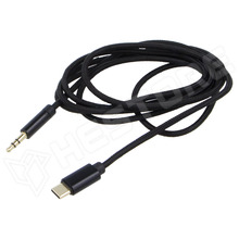 CCA-CM3.5M-1.5M / Kábel, Jack 3.5mm 3pin dugó, USB-C dugó, aranyozott, 1.5m, fekete (CCA-CM3.5M-1.5M / GEMBIRD)