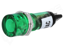 NI-1FGN / Ellenőrző lámpa, FLUO neonnal, lapos, 230V AC, Ø10mm, IP20, műanyag, zöld (NI-1FGN / NINIGI)
