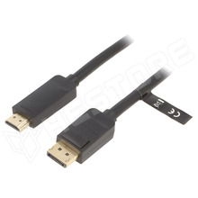 HAGBH, Kábel, DisplayPort apa, HDMI apa, 30AWG, fekete, 2m (HAGBH / VENTION)