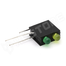 GH-3MM-2-YE-GN / Dupla LED foglalat, 90°,2 x 3mm LED-el, sárga-zöld (GH-3MM2SUYSUG/530-Z)