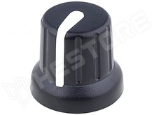 GTC6D3-16X14-B / Potenciométer gomb, 6.35mm, fekete/fehér (SR PASSIVES)