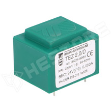 1x24V 2VA 230V / PCB transzformátor, kiöntött, 2VA, 230V AC, 24V, 83.3mA (TEZ2/D230/24V / BREVE TUFVASSONS)
