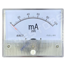 69C9-DC100MA-D / Panelműszer, analóg árammérő, Deprez, 80x64x61mm, direkt mérő, 0...100mA DC