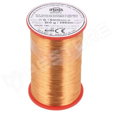 DN2E0.15-500G / Tekercselő huzal, duplán zománcozott, -65...180°C, Ø0.15mm, 0.5kg (DN2E0,15-500G / INDEL)