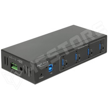 DELOCK-63309 / Delock külső ipari hub, 4 x USB 3.0 A (BC1.2), 1x USB 3.0 B, 15kV ESD védelemmel