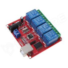 RELC-4CH-12V-USB / 4 csatornás USB relé modul (HID API)