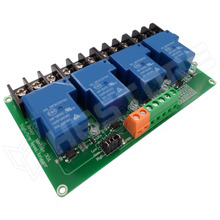 RELC-4CH-UNI-H/L-24V / Univerzális 24V relé modul, 4 csatorna, optocsatolóval, vezérlő jel: Opcionális (jumper)