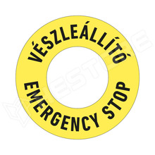 EMERGENCY-STOP-60X60 / Vészleállító, matrica, felirattal, 60 x 60mm