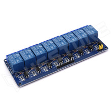 RELC-8CH-12V / Univerzális 12V relé modul, 8 csatorna, optocsatolóval, vezérlő jel: aktív alacsony