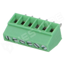 KF128-2.54-6P / PCB sorkapocs, 90 fokos, 2.54mm, zöld