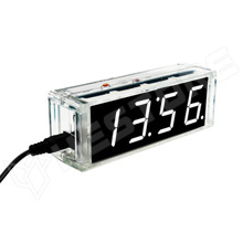 LEDCLOCK-4-WH / LED-es óra KIT, RTC, fényérzékelő, hőmérő, ébresztő funkció, fehér LED
