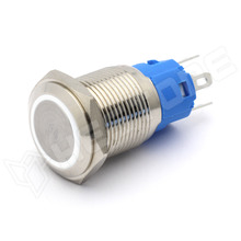 V16RMF-WH / Vandálbiztos nyomógomb, Ø16mm, 12...24V AC/DC fehér LED gyűrű, SPDT, ON-(ON), 1 stabil pozíció, IP65