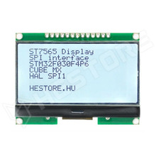 GMG12864-06D-WHB / 128x64 LCD modul, ST7565R vezérlő, fehér háttérvilágítás, fekete piexelek