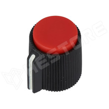 KK-10 / Potenciométer gomb, jelzéssel, műanyag, csavaros rögzítés, Ø6.35mm tengelyre, Ø13x15mm, piros (KK-10 / SR PASSIVES)