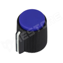 KK-12 / Potenciométer gomb, jelzéssel, műanyag, csavaros rögzítés, Ø6.35mm tengelyre, Ø13x15mm, kék (KK-12 / SR PASSIVES)