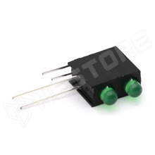 GH-3MM-2-GN-GN / Dupla LED foglalat, 90°,2 x 3mm LED-el, zöld-zöld (GH-3MM2SUG/S530-Z)