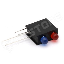 GH-3MM-2-RD-BL / Dupla LED foglalat, 90°,2 x 3mm LED-el, piros-kék (GH-3MM2SURSUB/530-Z)