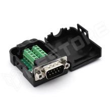 DB9-TERM-CASE-MN / D-SUB9 kifejtő panel, sorkapcsos, 9P+GND, apa, RS232/RS485, rögzítő anyákkal