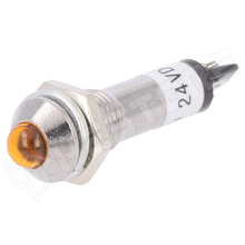 IND8-24O-A / Ellenőrző lámpa, LED, domború, 24V DC, Ø8.2mm, IP40, fém, narancs (IND8-24O-A)