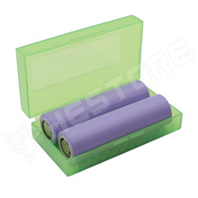 LIION-BOX-GN / Tároló doboz 2db 18650 akkumulátor számára, műanyag, zöld