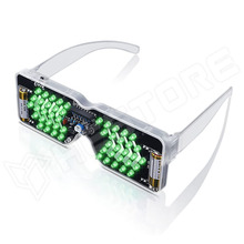 PARTYGLASSES-GN / Hangvezérelt LED-es party szemüveg KIT, zöld LED