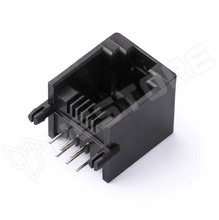 RJ12-G-PCB-MB / RJ12 connector low-profile 6p6c, without front ears, black (DS1133-S60BPX / CONNFLY)