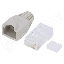 MP0023 / RJ45 csatlakozó, dugó, 8p8c, CAT6, nem árnyékolt, szürke törésgátlóval (MP0023 / LOGILINK)