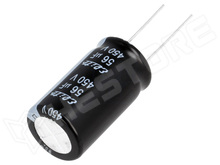 56uF / 450V / Kondenzátor, elektrolit, 56µF, 450V DC, 7.5mm, Ø18x31.5mm, -25...105°C (PF2W560MNN1832 / Elite)