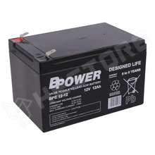 BPE-12-12-T2 / Zselés akkumumlátor, savas-ólmos, 12V, 12Ah, AGM, karbantartást nem igényel (BPE 12-12 T2 / BPOWER)