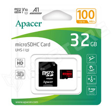AP32GMCSH10UB-R / Adathordozó, microSDHC kártya, SD kártya átalakítóval, 32GB, Class 10, UHS-I U1 V10 A1 R100 (APACER)