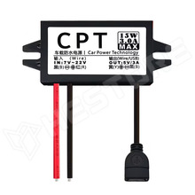 CPT12-5V-USB-F-I / DC-DC step down modul, 7...22V DC to 5V DC, 3A, 15W, vízálló, kimenet: 1x USB aljzat lengő