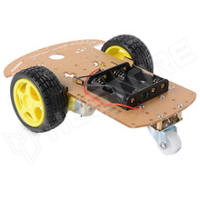 2WD ROBO CAR CHASSIS SET / Robot autó alváz építőkészlet, víztiszta akril, két kerék meghajtású, enkóder tárcsával és elemtartóval