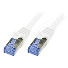 CQ3021S / Patch kábel, S/FTP, Cu, sodrat, Cat 6a, RJ45 dugó, kétoldalas, fehér, 0.5m (CQ3021S / LOGILINK)