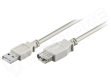 USB AF-AM/5 / USB 2.0 toldó kábel, USB A aljzat, USB A dugó, 5m, szürke (50962 / Goobay)