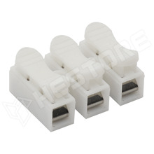 PTCT-CH-3 / Kisteljesítményű kapcsos-rugós vezeték összekötő (toldó), kisáramú, 3P, 230V AC / 1A, 12V DC / 1A, 1.5mm2