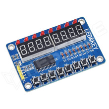 TM1638-DBDT / TM1638 alapú modul, 8 számjegyű 7 szegmenses kijelző LED-el és nyomógombokkal