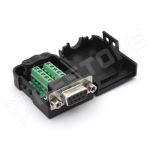 DB9-TERM-CASE-FN / D-SUB9 kifejtő panel, sorkapcsos, 9P+GND, anya, RS232/RS485, rögzítő anyákkal