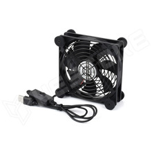 FAN-12025-5V-USB / Ventilátor, 120mm, 5V, 200mA, 3 fokozatú szabályzóval, 2 db védőráccsal, gumitalppal (34398 / Waveshare)