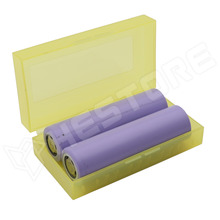 LIION-BOX-YE / Tároló doboz 2db 18650 akkumulátor számára, műanyag, sárga