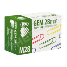 PAPERCLIP-28CP / Gemkapocs, 28mm, színes műanyag bevonat, 100db / karton
