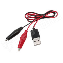 USB-CROC-58 / USB-A dugó – krokodilcsipesz tesztkábel, 58cm